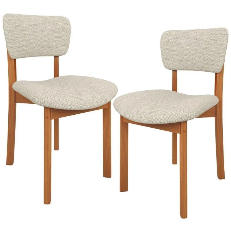 Kit 2 Cadeiras Para Sala De Jantar Cozinha Living Estofada Dara L02 Linho Champagne - Lyam Decor - Lyam Decor