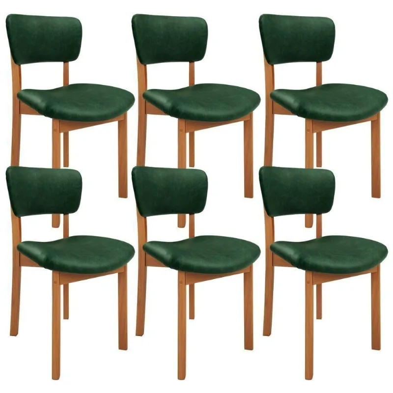 Kit 6 Cadeiras Para Sala De Jantar Cozinha Living Estofada Dara L02 Couríssimo Verde Musgo - Lyam Decor