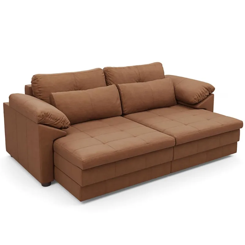 Sofá Retrátil Para Sala de Estar 2 Lugares 175cm Riza S03 Couro Soft Mel - Lyam Decor