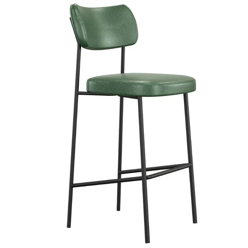 Banqueta Alta Bar Cozinha Sala De Jantar Preto Melina L02 Couríssimo Verde - Lyam Decor - Lyam Decor