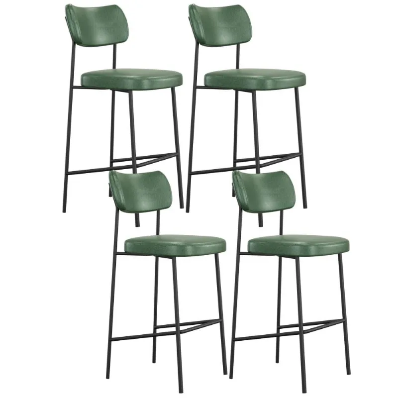 Kit 04 Banquetas Alta Bar Cozinha Sala De Jantar Preto Melina L02 Couríssimo Verde - Lyam Decor