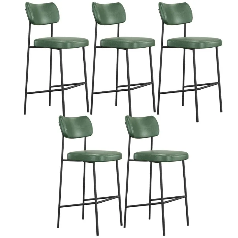 Kit 05 Banquetas Alta Bar Cozinha Sala De Jantar Preto Melina L02 Couríssimo Verde - Lyam Decor