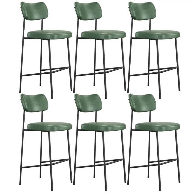 Kit 06 Banquetas Alta Bar Cozinha Sala De Jantar Preto Melina L02 Couríssimo Verde - Lyam Decor - Lyam Decor