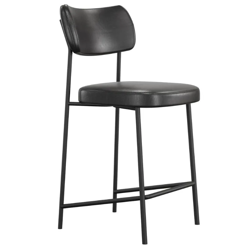 Banqueta Baixa Bar Cozinha Sala De Jantar Preto Melina L02 Couríssimo Preto - Lyam Decor - Lyam Decor