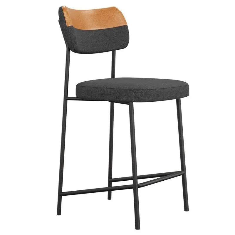 Banqueta Baixa Bar Cozinha Sala De Jantar Whisky Melina L02 Couríssimo Whisky Linho Chumbo - Lyam Decor
