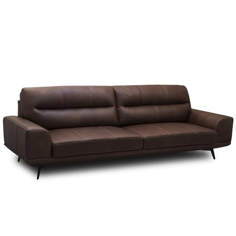 Sofá 3 Lugares Para Sala Living Industrial 256cm Cádis L06 Couro Marrom Escuro - Lyam Decor - Lyam Decor