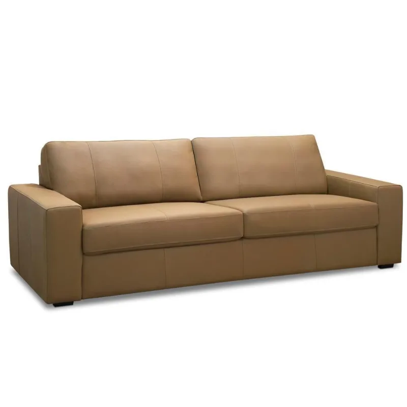 Sofá 2 Lugares Para Sala De Estar Living 150cm Aurora L06 Couro Marrom Claro - Lyam Decor