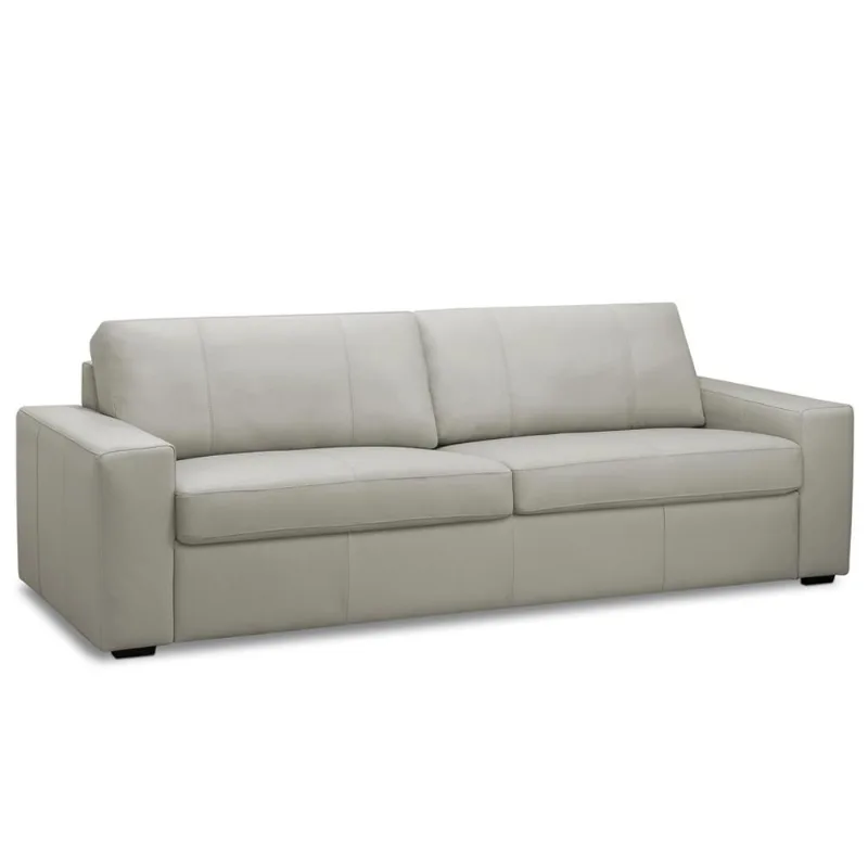 Sofá 3 Lugares Para Sala de Estar Living 235cm Aurora L06 Couro Cinza Claro - Lyam Decor