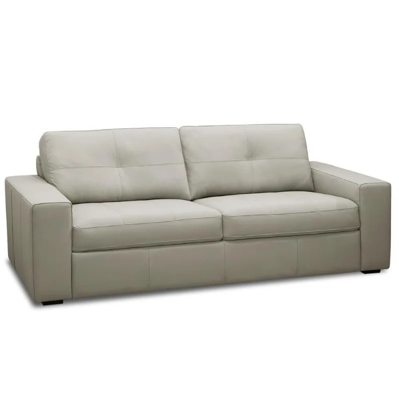 Sofá 3 Lugares Para Sala De Estar Living 205cm Vienne L06 Couro Cinza Claro - Lyam Decor