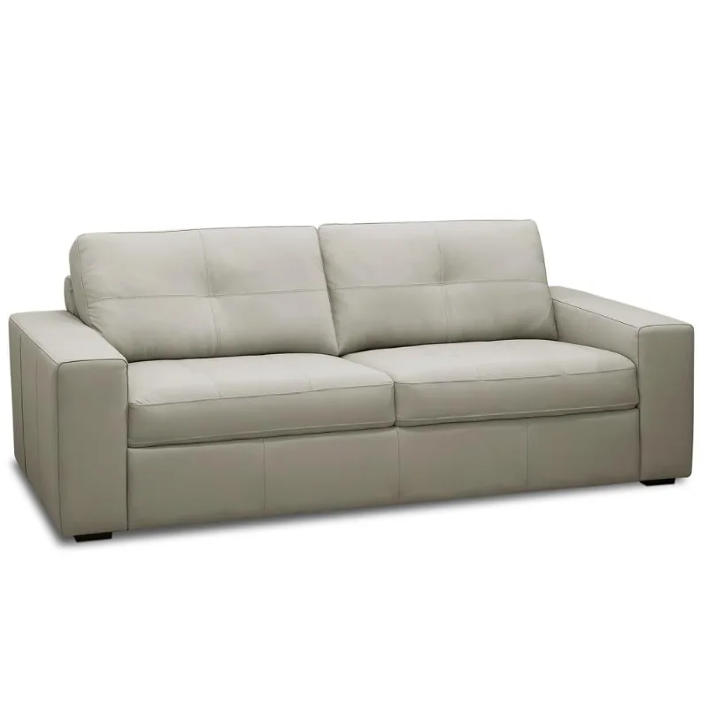 Sofá 3 Lugares Para Sala de Estar Living 235cm Vienne L06 Couro Cinza Claro - Lyam Decor