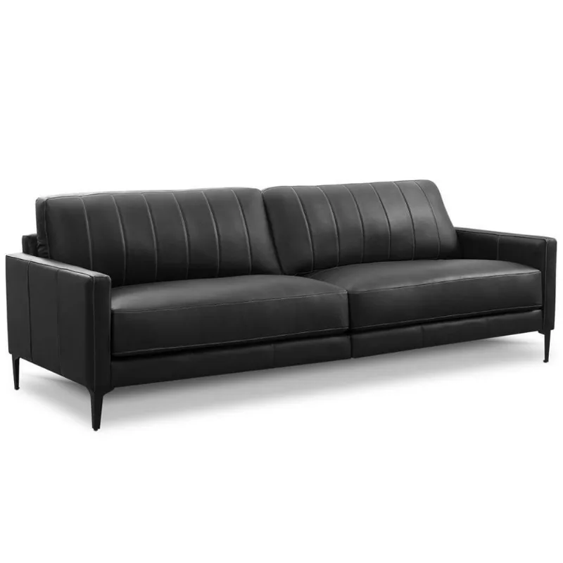 Sofá 4 Lugares Para Sala Living Industrial 280cm Evo L06 Couro Preto - Lyam Decor - Lyam Decor