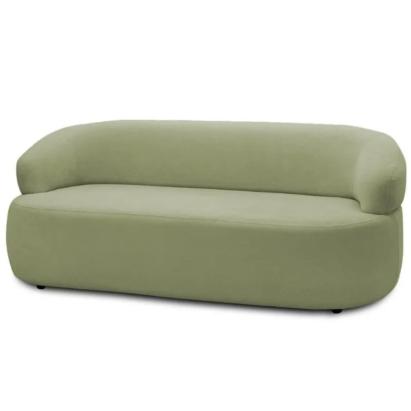 Sofá 2 Lugares Orgânico Sala De Estar Living 140cm Carmen F04 Bouclê Verde Oliva - Lyam Decor