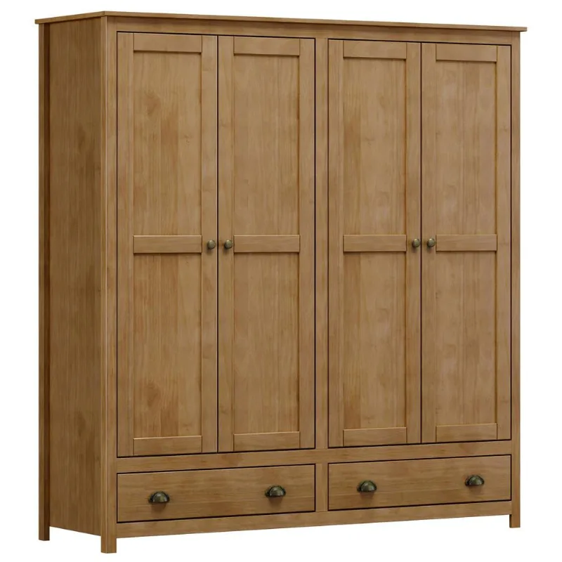 Guarda Roupa Casal 4 Portas 2 Gavetas Madeira Maciça Mazzaro F06 Freijó - Lyam Decor - Lyam Decor