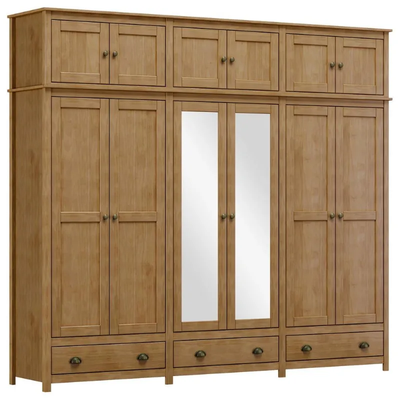 Guarda Roupa Casal 12 Portas Com Espelho e Maleiro Mazzaro F06 Freijó - Lyam Decor - Lyam Decor