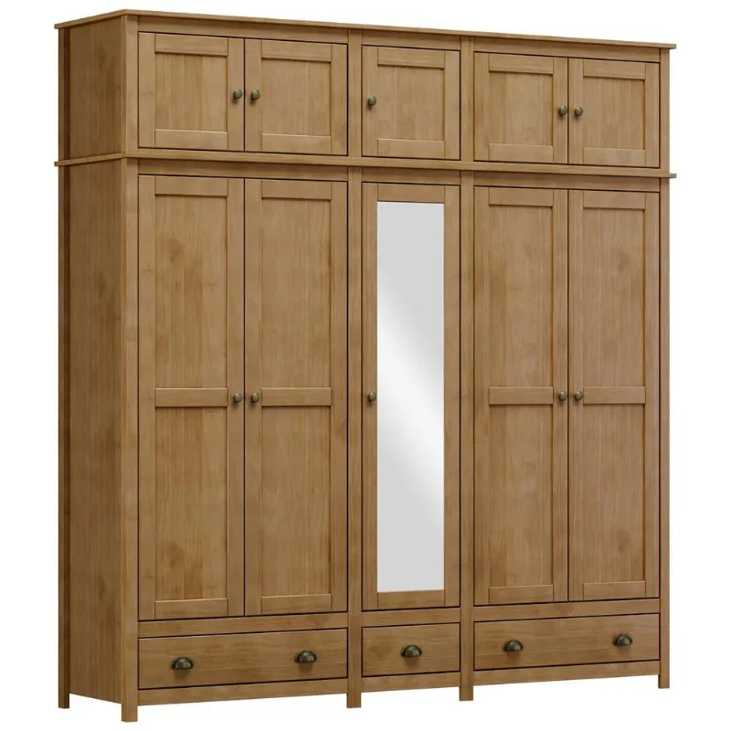 Guarda Roupa Casal 10 Portas Com Espelho e Maleiro Mazzaro F06 Freijó - Lyam Decor - Lyam Decor