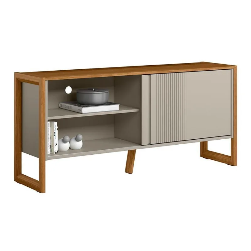 Rack Para Sala De Estar Tv 55 Pol 141cm Golden L05 Nature Off White - Lyam Decor - Lyam Decor