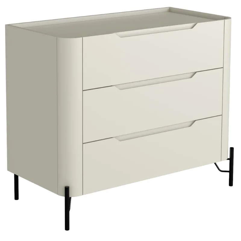 Cômoda Para Quarto Closet Orgânica 3 Gavetas Pés Industrial Preto Bliss I03 Luna - Lyam Decor