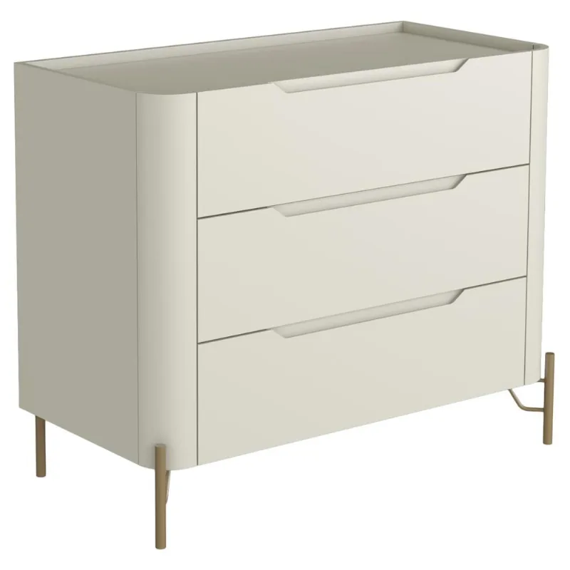Cômoda Para Quarto Closet Orgânica 3 Gavetas Pés Industrial Dourado Bliss I03 Luna - Lyam Decor
