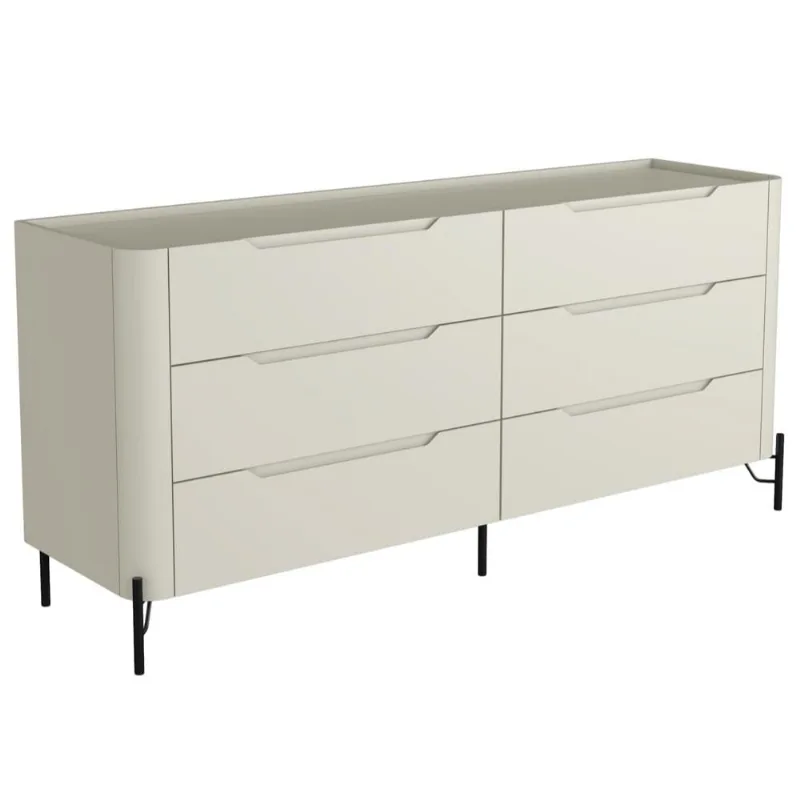 Cômoda Para Quarto Closet Orgânica 6 Gavetas Pés Industrial Preto Bliss I03 Luna - Lyam Decor