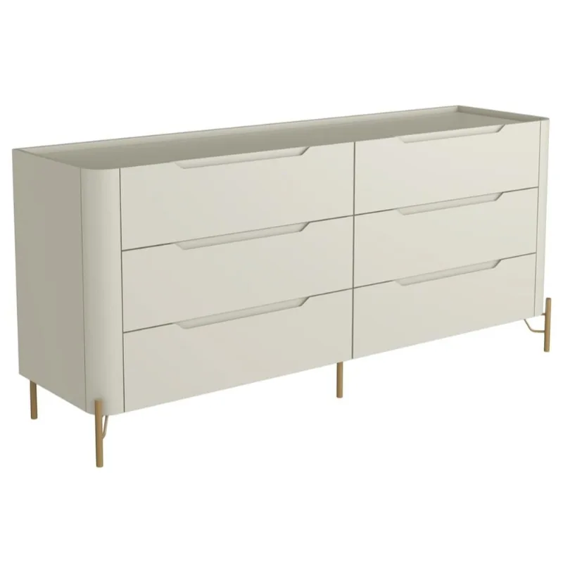 Cômoda Para Quarto Closet Orgânica 6 Gavetas Pés Industrial Dourado Bliss I03 Luna - Lyam Decor