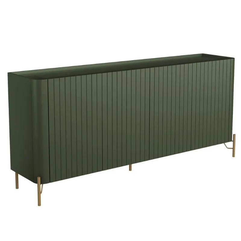 Aparador Buffet Sala De Jantar 4 Portas Brise Pés Industrial Dourado Naim I03 Musgo - Lyam Decor