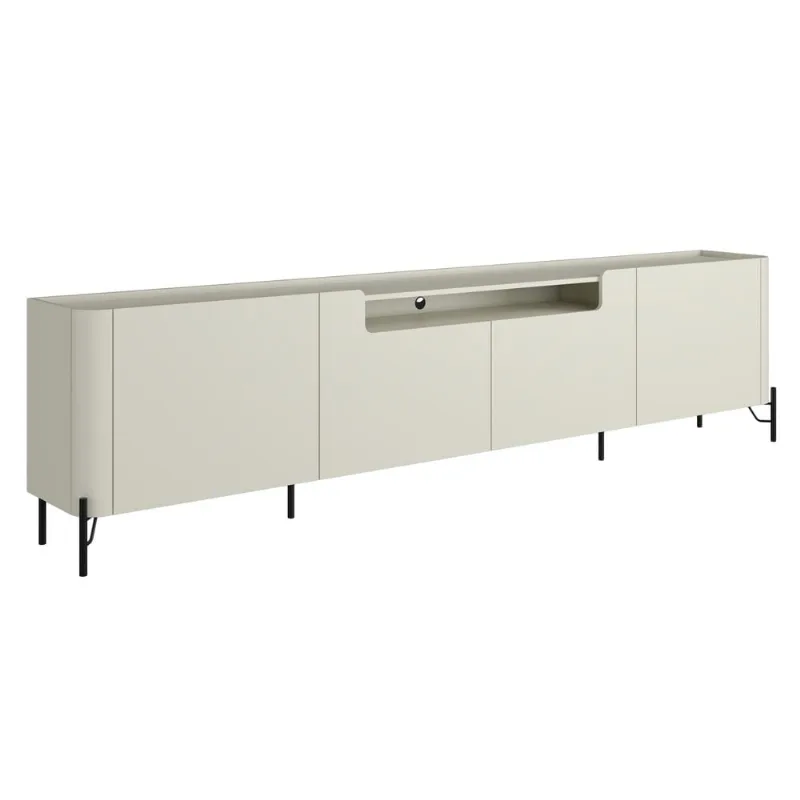 Rack Para Sala de Estar TV 75 Pol 4 Portas Pés Industrial Preto Alef I03 Luna - Lyam Decor - Lyam Decor