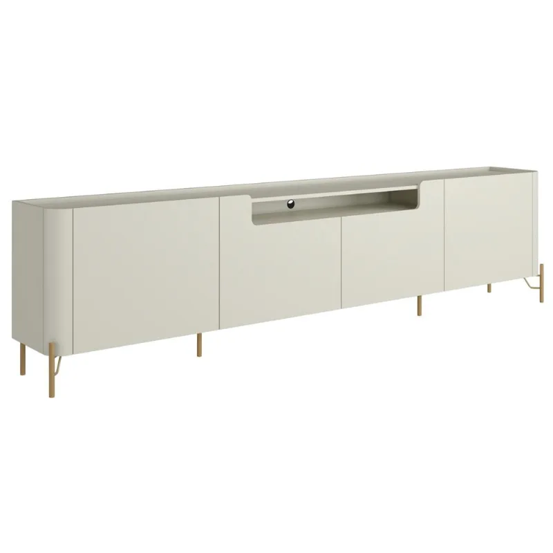 Rack Para Sala de Estar TV 75 Pol 4 Portas Pés Industrial Dourado Alef I03 Luna - Lyam Decor - Lyam Decor