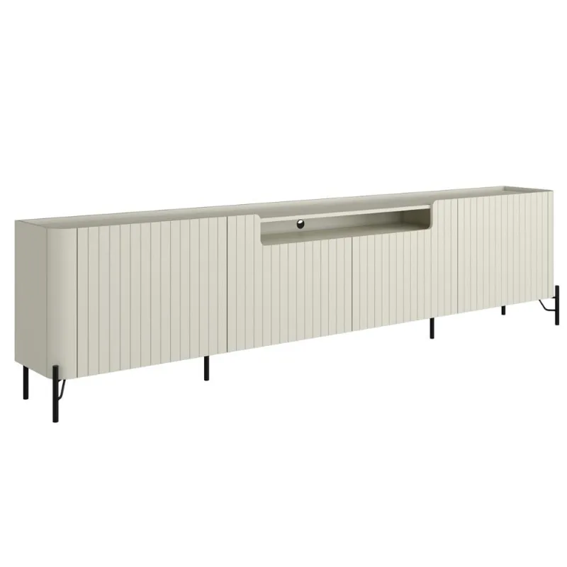 Rack Para Sala de Estar TV 75 Pol 4 Portas Brise Pés Industrial Preto Alef I03 Luna - Lyam Decor - Lyam Decor