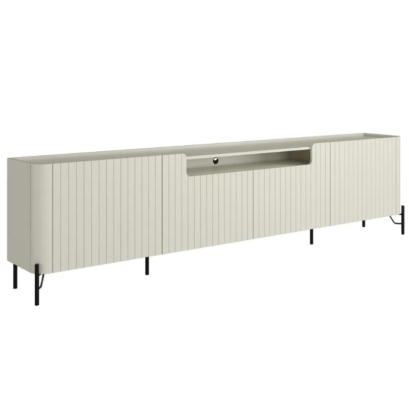 Rack Para Sala de Estar TV 85 Pol 4 Portas Brise Pés Industrial Preto Alef I03 Luna - Lyam Decor - Lyam Decor