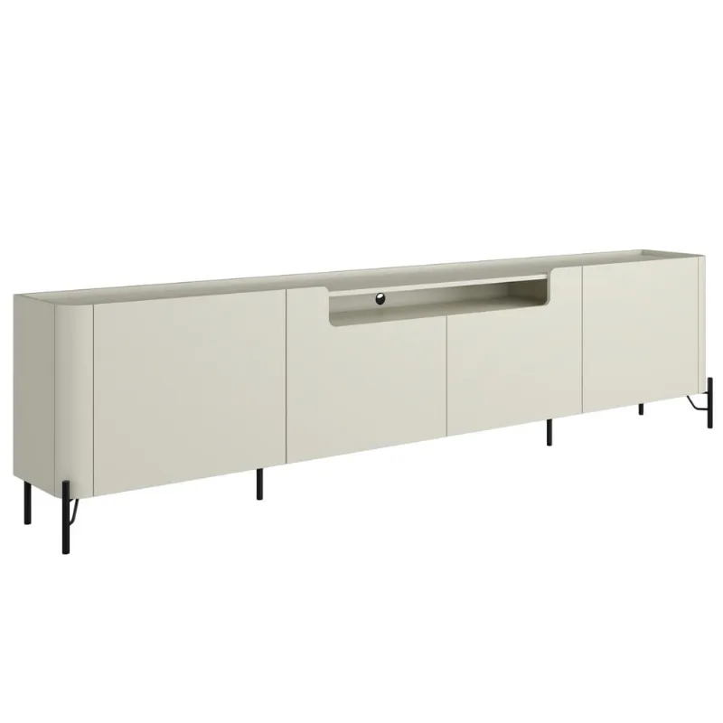 Rack Para Sala de Estar TV 85 Pol 4 Portas Pés Industrial Preto Alef I03 Luna - Lyam Decor - Lyam Decor