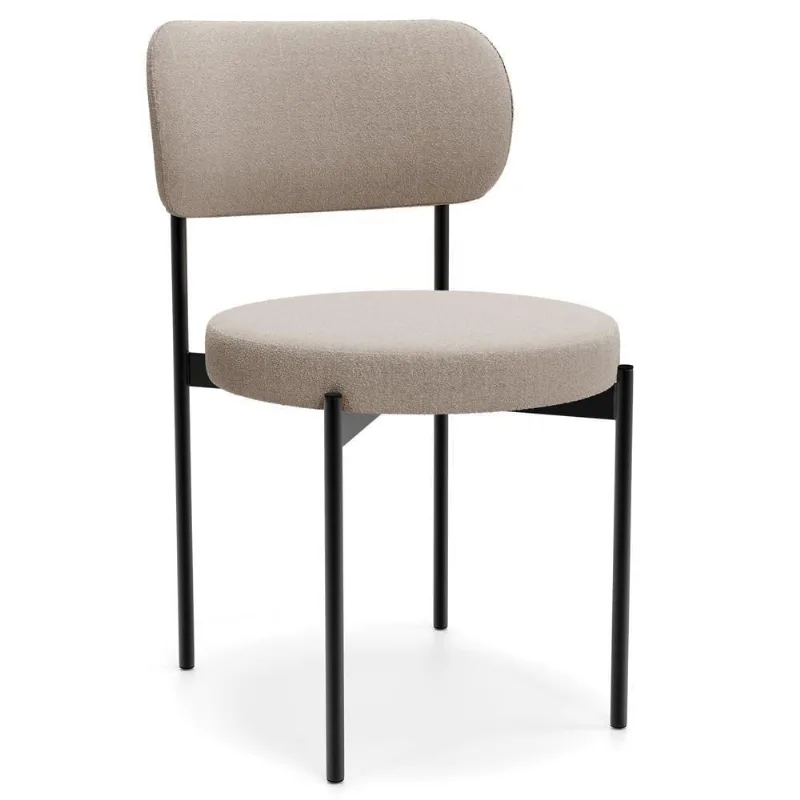 Cadeira Decorativa Estofada Para Sala De Jantar Louvre L02 Bouclê Creme - Lyam Decor