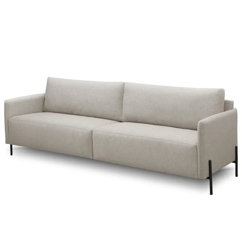 Sofá 3 Lugares Para Sala de Estar Living 204cm Industrial Italy F04 Linho Cru - Lyam Decor