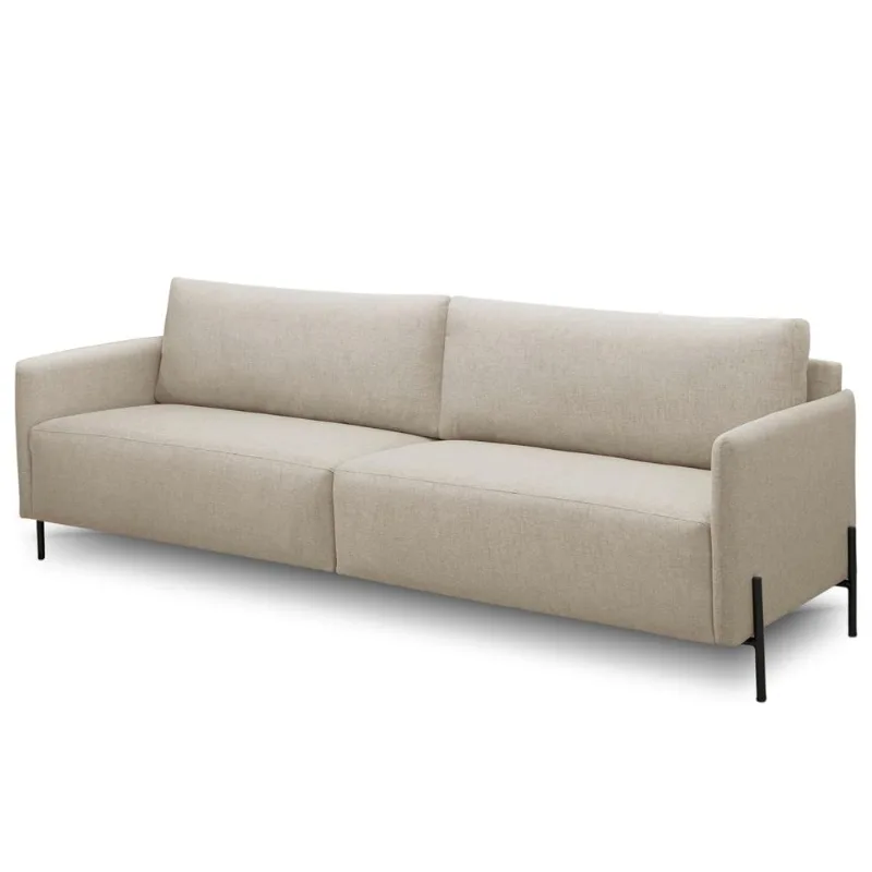 Sofá 3 Lugares Para Sala de Estar Living 204cm Industrial Italy F04 Linho Cinza Claro - Lyam Decor