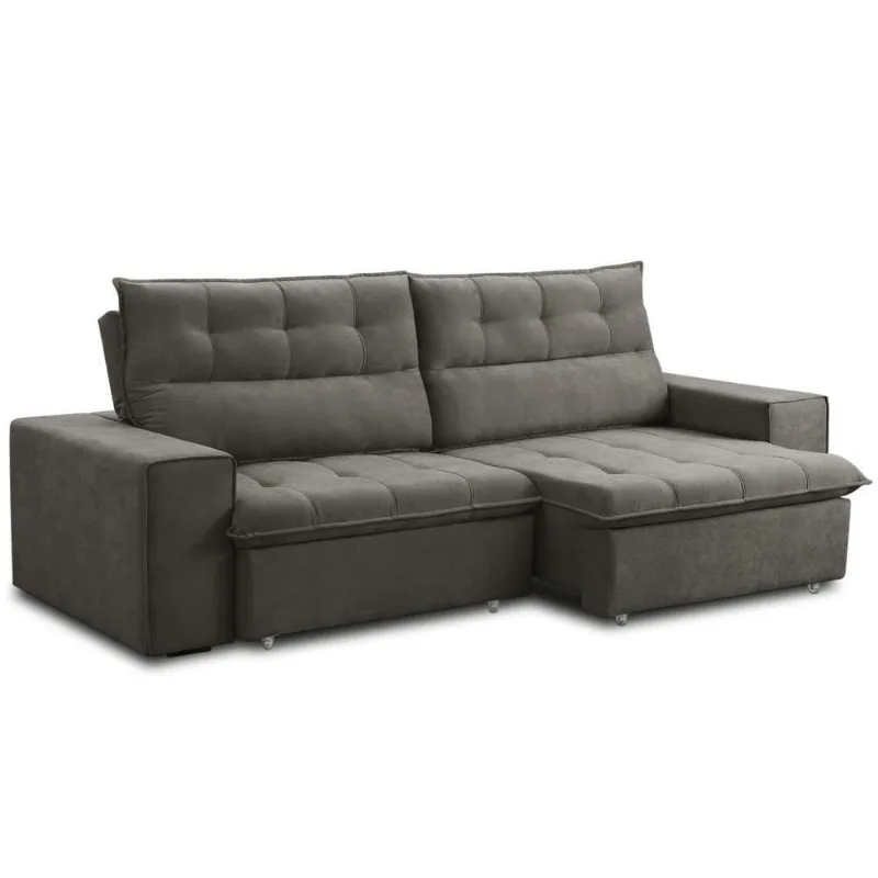 Sofá Retrátil Reclinável Para Sala 3 Lugares 200cm Neruda F04 Veludo Marrom Escuro - Lyam Decor
