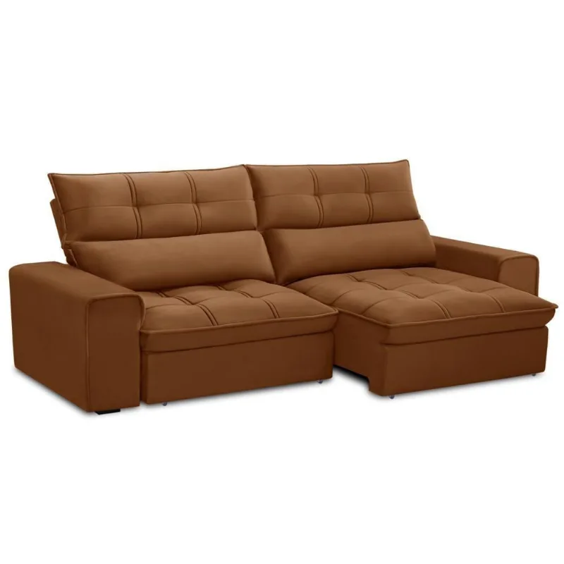 Sofá Retrátil Reclinável Para Sala 3 Lugares 230cm Asaph F04 Veludo Terracota - Lyam Decor