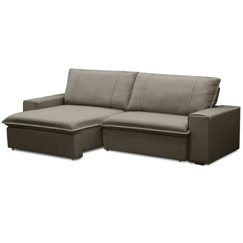 Sofá Retrátil Reclinável Para Sala 3 Lugares 210cm Varsov F04 Veludo Marrom Claro - Lyam Decor