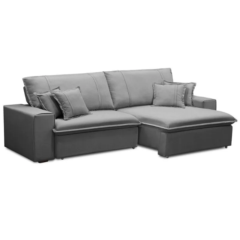 Sofá Retrátil Reclinável Para Sala 3 Lugares 210cm Varsov F04 Veludo Cinza Claro - Lyam Decor