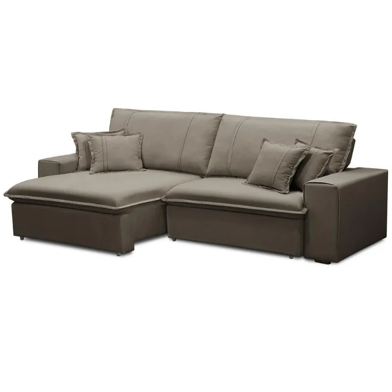 Sofá Retrátil Reclinável Para Sala 3 Lugares 230cm Varsov F04 Veludo Marrom Claro - Lyam Decor