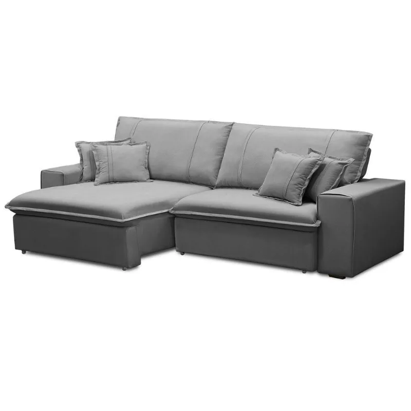 Sofá Retrátil Reclinável Para Sala 3 Lugares 230cm Varsov F04 Veludo Cinza Claro - Lyam Decor