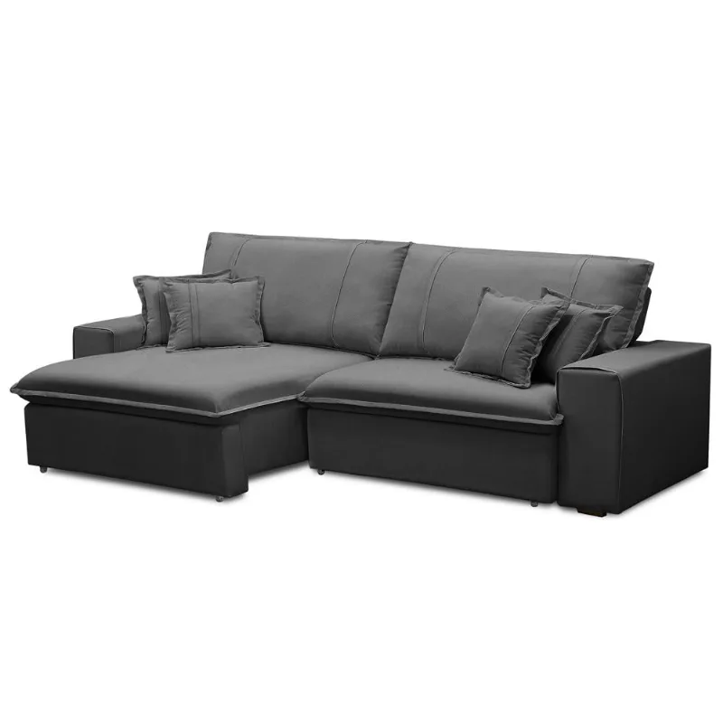 Sofá Retrátil Reclinável Para Sala 3 Lugares 250cm Varsov F04 Veludo Cinza Escuro - Lyam Decor