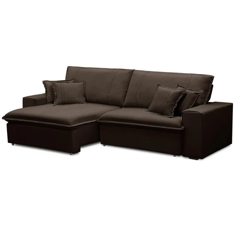 Sofá Retrátil Reclinável Para Sala 3 Lugares 250cm Varsov F04 Veludo Marrom Escuro - Lyam Decor