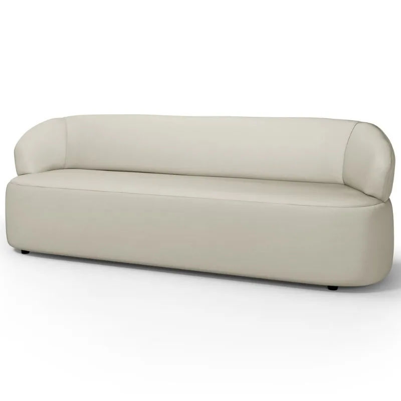 Sofá 3 Lugares Orgânico Sala de Estar Living 205cm Carmen F04 Couríssimo Off White - Lyam Decor