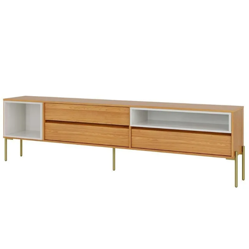 Rack Para Sala De Estar Tv 60 Pol 224cm Industrial Sorah D03 Freijó Off White - Lyam Decor - Lyam Decor