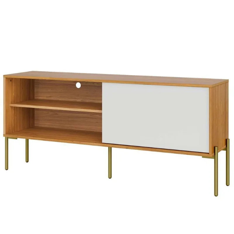 Rack Para Sala De Estar Tv 50 Pol 144cm Industrial Nagi D03 Freijó Off White - Lyam Decor - Lyam Decor