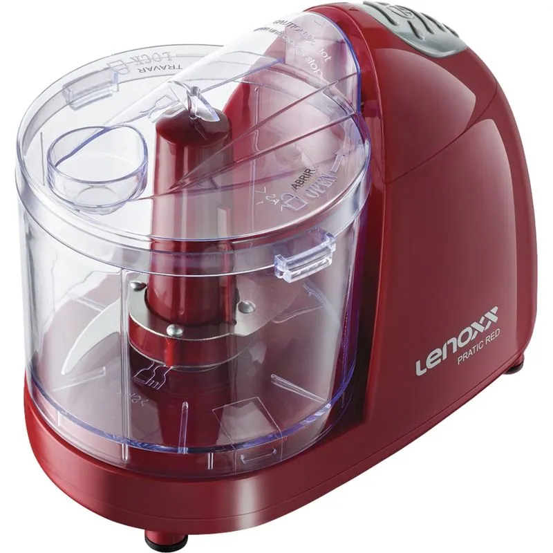 Mini Processador De Alimentos Lenoxx Pratic Red Pmp435 100w Capacidade 350ml Lâmina Dupla Vermelho 127v