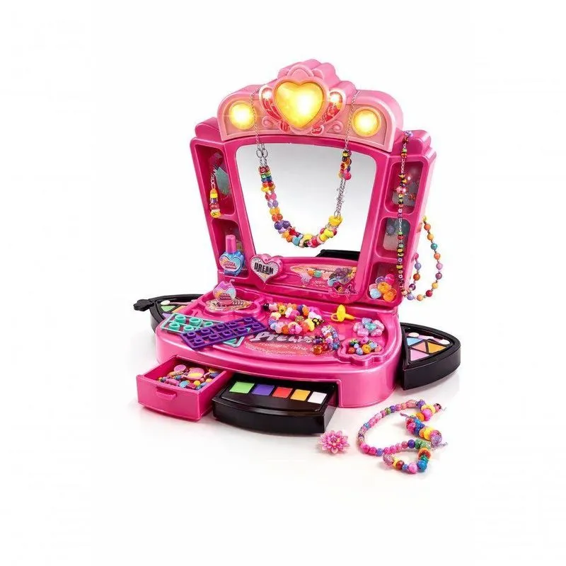 Penteadeira Infantil Menina Com Acessórios Com Luz On Off Rosa Com Selo Inmetro Unitoys