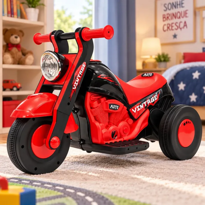 Moto Elétrica Infantil 6V Vintage - Vermelha