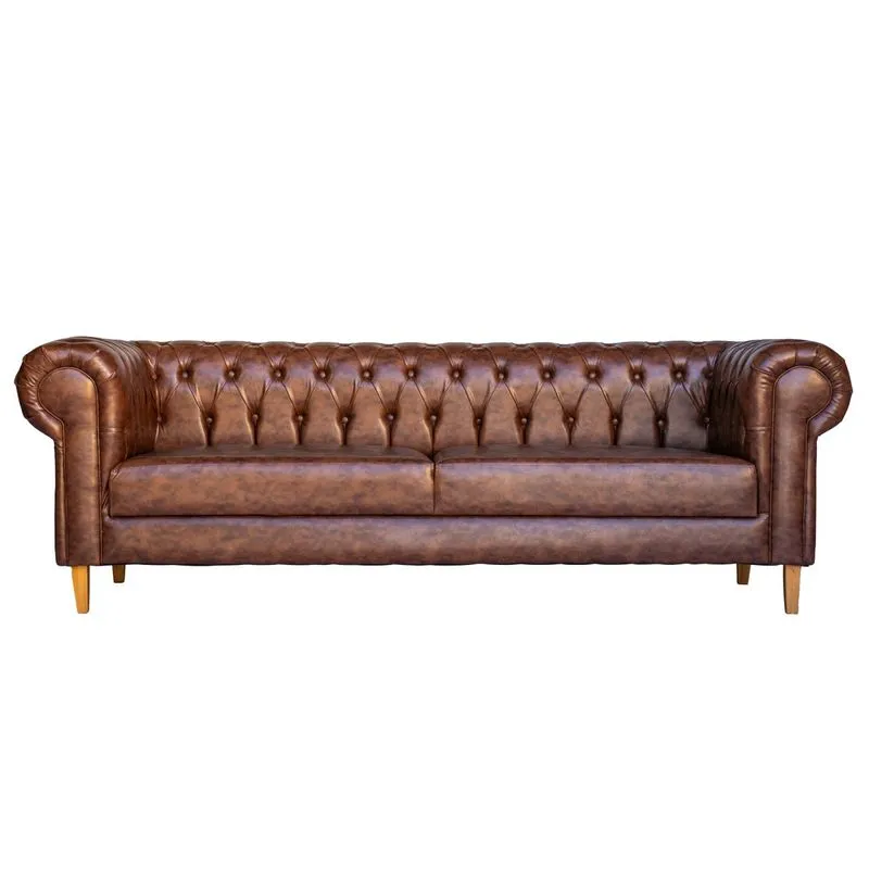 Sofa 3 Lugares Guaramiranga 240cm Couro Ecologico Whisky 310 Marco Zero Moveis