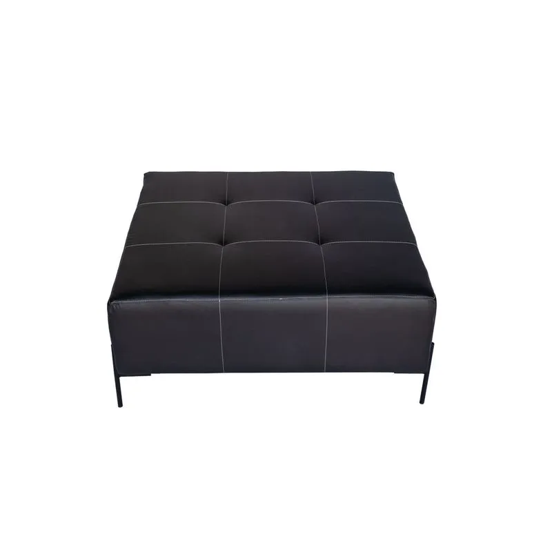 Puff Quadrado Morrinhos 100x100cm Couro Ecologico Preto 307 Marco Zero Moveis