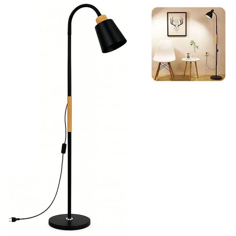 Luminária De Chão Lpf002 Articulada Flexível Bivolt Preto Leva Pro Pet